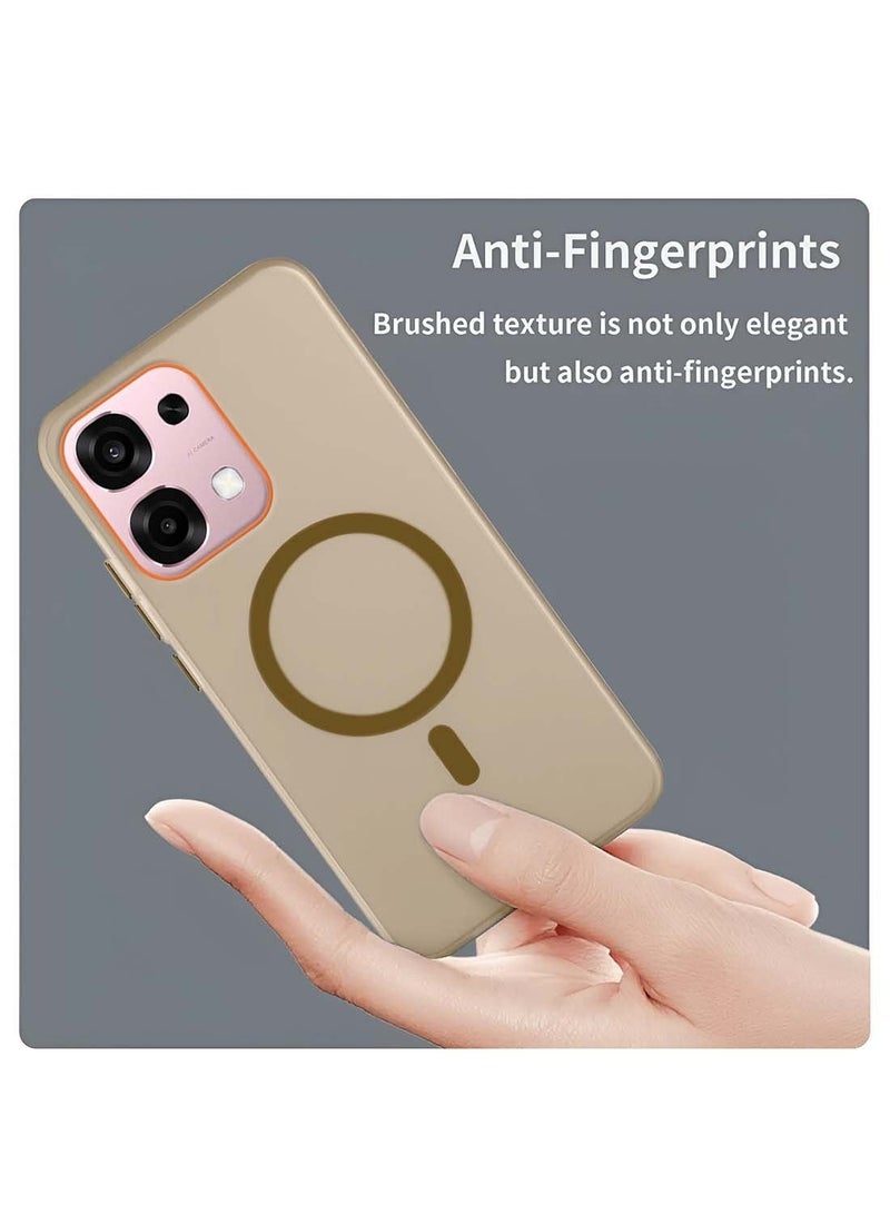 Wtech Oppo A6 Pro / Oppo F31 5G 2025 Hybrid Translucent Magsafe with Magnetic Charging Raised Camera Lips Elegant Look Case Cover (MCMPMN) - Brown - Image 4